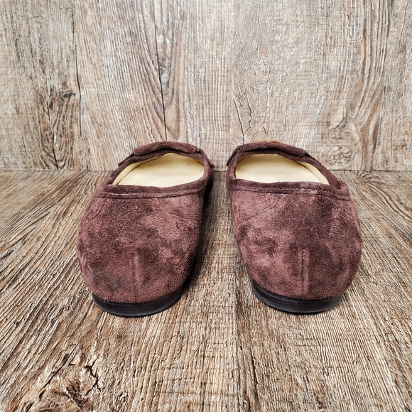 Talbots Women's Size 8.5 AA Dark Brown Suede Leather Horsebit Loafers Shoes - Picture 4 of 12